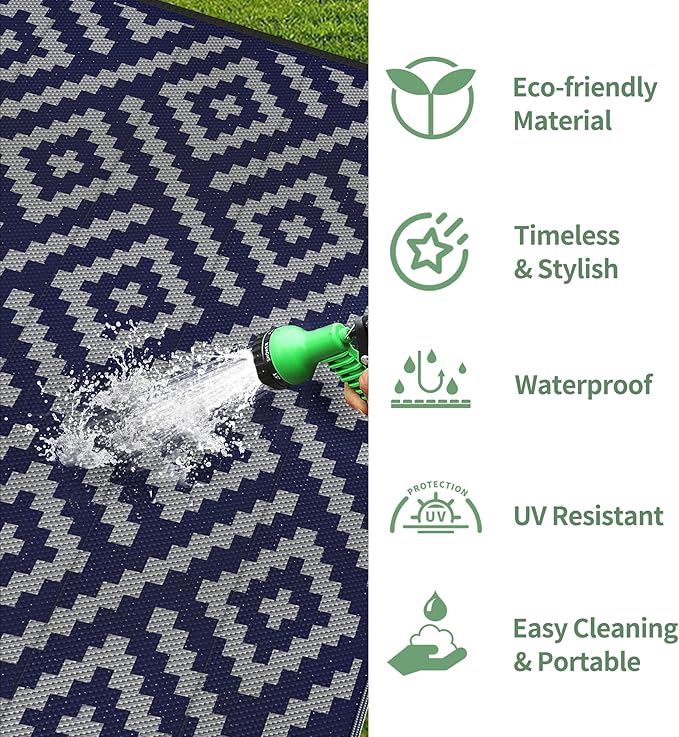 GENIMO Outdoor Rug for Patio Clearance, Reversible Plastic Straw Rugs for RV - Image 5