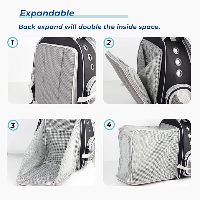 Lollimeow Cat Carrier Backpack, Expandable Bubble Pet Carrier - Image 6
