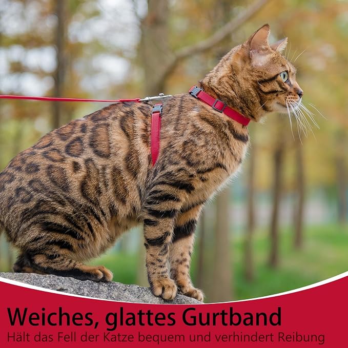PUPTECK Adjustable Cat Harness and Leash Set Escape Proof Kitten Strap Collar - Image 7