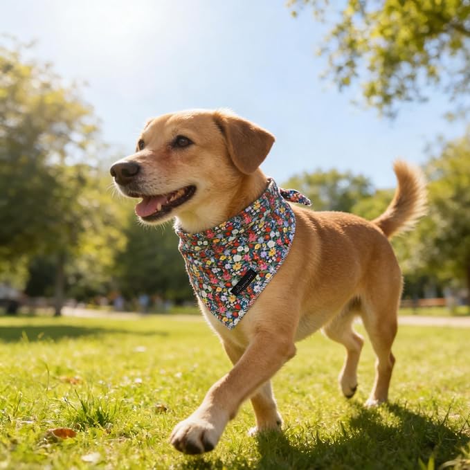 ARING PET Floral Dog Bandana, Spring Summer Colorful Flower Girl Pet Bandana - Image 4