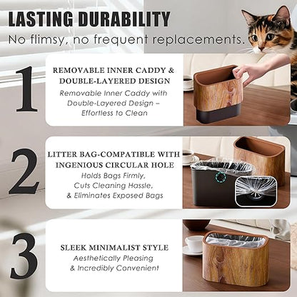 Cat Litter Scoop Holder – Wood-Grain Dual-Open Scoop Caddy - Image 4