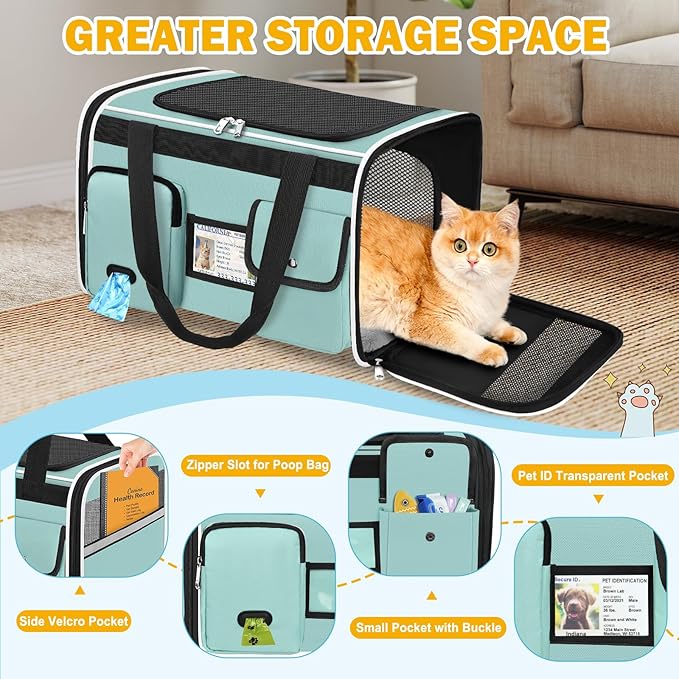 HUANLANG Soft-Sided Cat Carrier Airline Approved, Dog Carriers - Image 3
