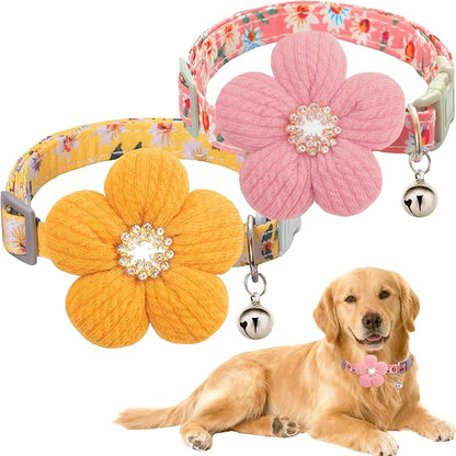 Large Dog Collar with Flower, Dog Collars by COZIRAE