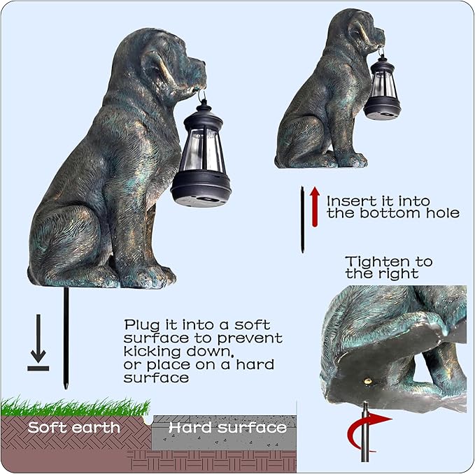Solar Resin Dog Statue - Image 2
