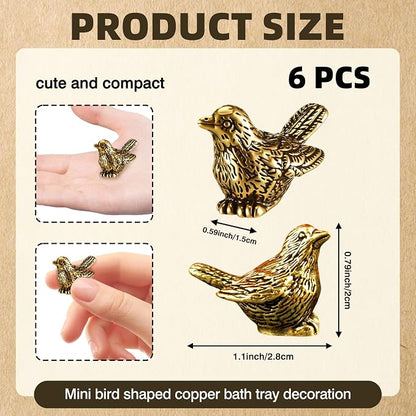 6 Pcs Copper Bath Disks Ornaments Mini Bird Shape, Retro Copper Birdbath - Image 6