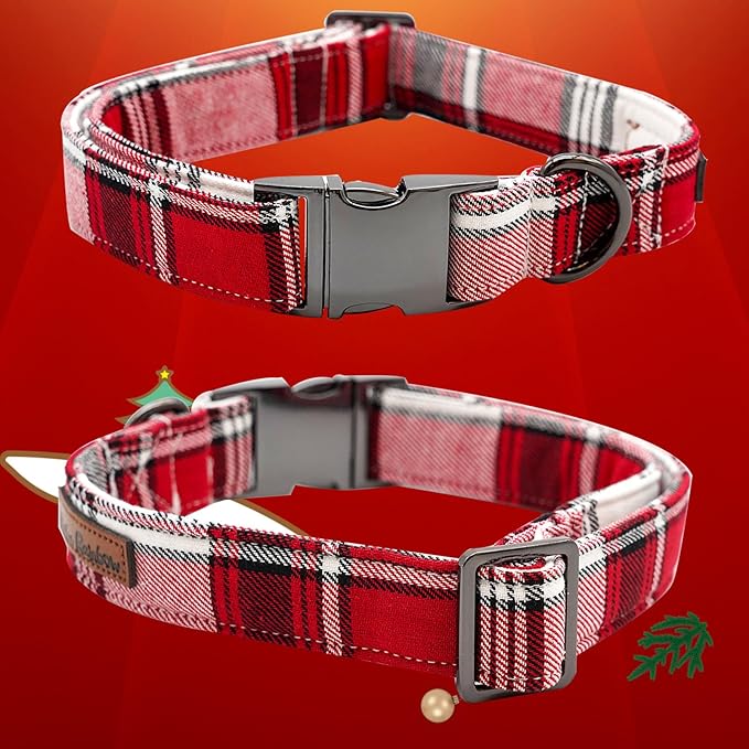 Dog Collar, Christmas Dog Collar Plaid Pet Collar Bow Holiday Bows Girl Boy - Image 4