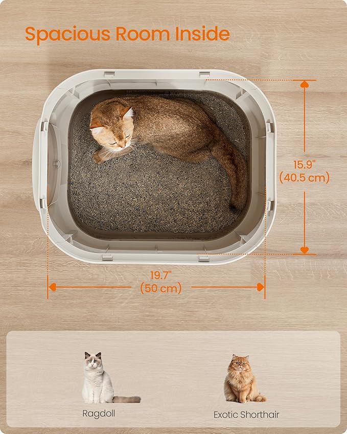 Feandrea Cat Litter Box with Lid, XL Enclosed Litter Box with Slide-Out Tray - Image 3