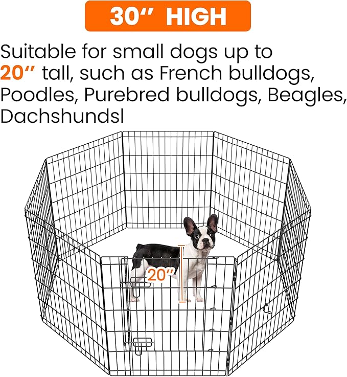 Yaheetech 30" High 8 Panel Foldable Metal Dog Exercise Pen Pet Playpen Dog - Image 6