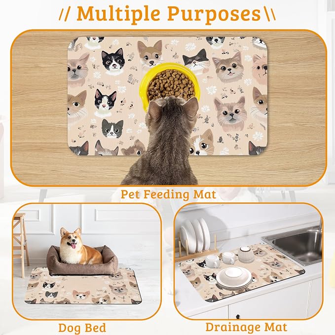 Pet Feeding Mat, Pet Photo Absorbent Dog Cat Food Mat Dog Mat - Image 7