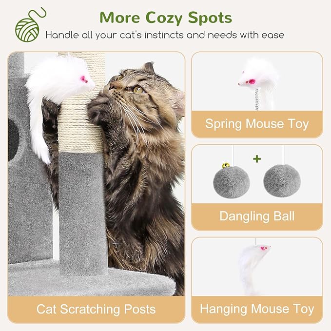 Globlazer Cat Tree Tower for Indoor Cats, 50-inch Adult Cat Tree House for - Image 5