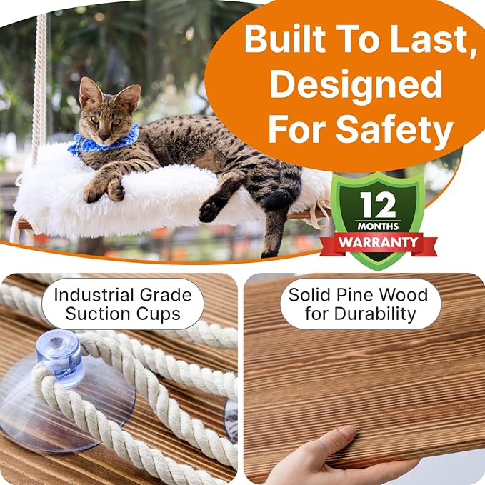 Large Cat Window Perch with Industrial-Grade Suction Cups - Image 5