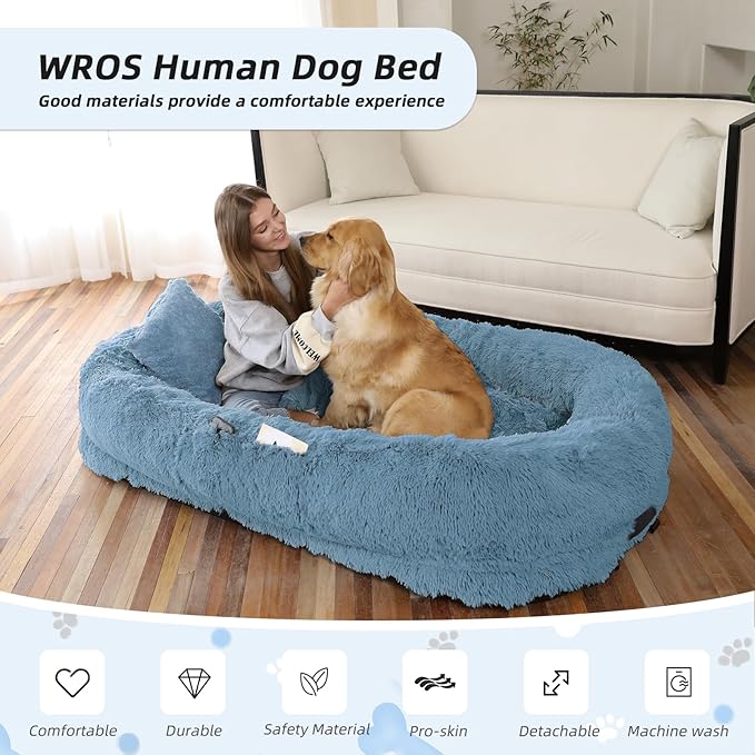 Human Dog Bed, Washable Faux Fur Pet Bed - Image 2