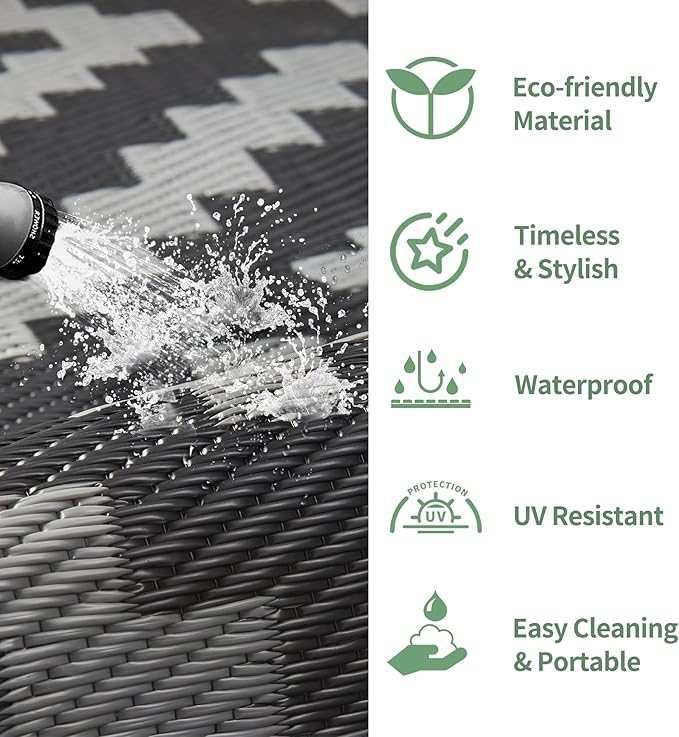 GENIMO Outdoor Rug for Patio Clearance, Reversible Plastic Camping Rugs - Image 5