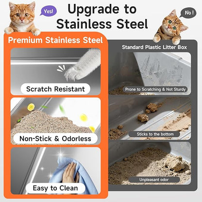 Stainless Steel Cat Litter Box, Odor Free Metal Litter Box - Image 4