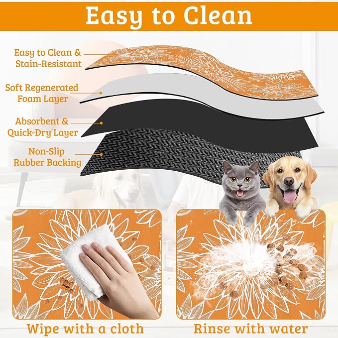 Retro Geometric Aesthetic Dog Food Mat, Quick Dry Dog Placemat Non Slip Rubber - Image 5