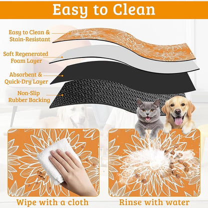 Retro Geometric Aesthetic Dog Food Mat, Quick Dry Dog Placemat Non Slip Rubber - Image 5