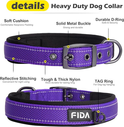 Fida Heavy Duty Dog Collar, Ultra Comfortable Soft Neoprene Padded, Adjustable - Image 3