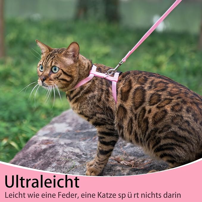 PUPTECK Adjustable Cat Harness and Leash Set Escape Proof Kitten Strap Collar - Image 2