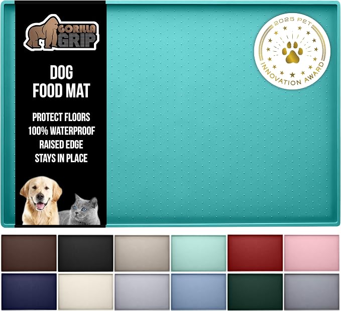 GORILLA GRIP 100% Waterproof Raised Edge BPA Free Silicone Pet Feeding Mat by GorillaGrip