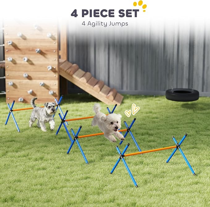 PawHut 4 Pieces Dog Agility Training Equipment, Dog Agility Course Backyard Set - Image 4
