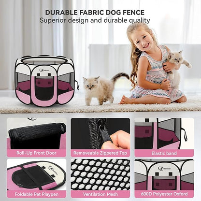 Pink Dog Cat Playpen, Puppy Pet Playpen Indoor - Image 4