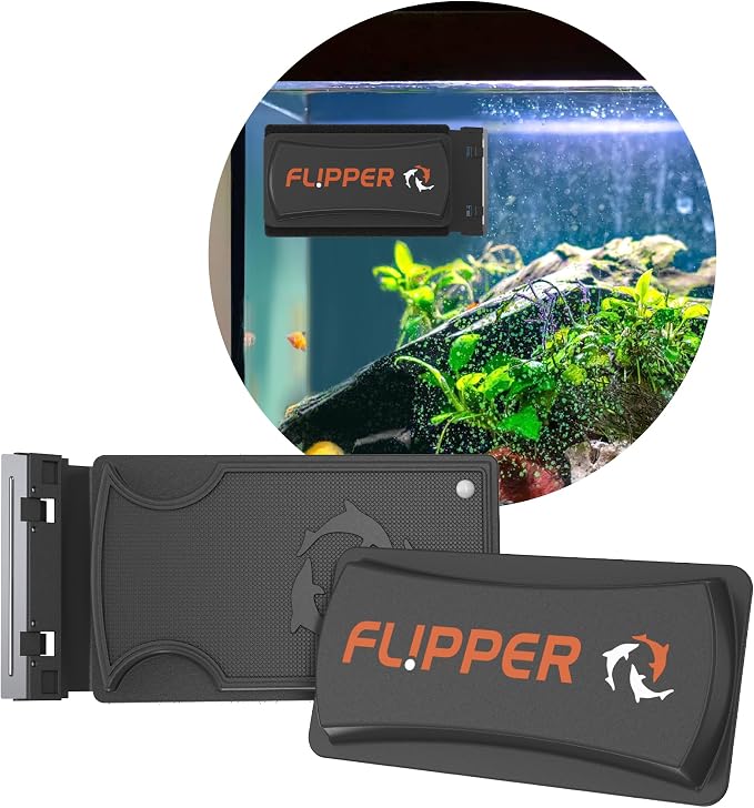 FLIPPER Standard Magnetic Aquarium Glass Cleaner – 2-in-1 Scrubber and Scraper by FLPPER