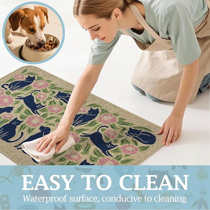 SHIYUE Dog Food Mats for Floors, Absorbent Cat Bowl for Food and Water - Image 3