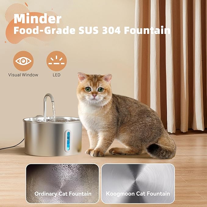 Cat Water Fountain Stainless Steel: 2.2 L Cat Fountain - Image 3