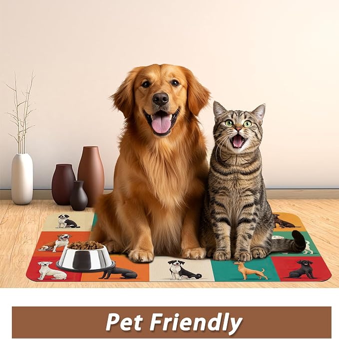 Cute Dog Cat Food Mat, Absorbent Pet Feeding Mat - Image 6
