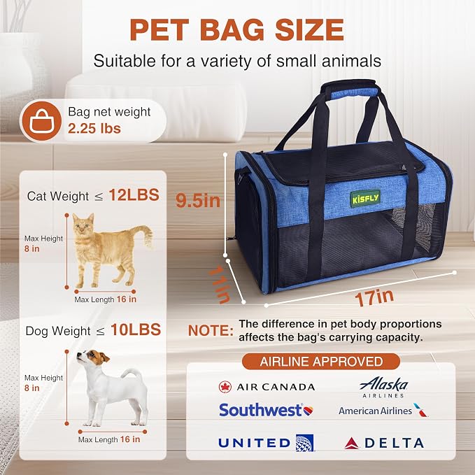 TSA Approved Pet Carrier in Cabin, Top-Open Portable Dog Carrier - Image 5