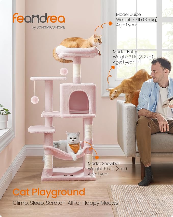 Feandrea Cat Tree, 44.1-Inch Cat Tower, Plush Multi-Level Condo - Image 2