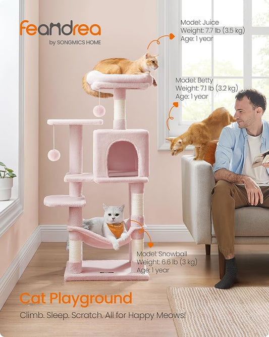 Feandrea Cat Tree, 44.1-Inch Cat Tower, Plush Multi-Level Condo - Image 2