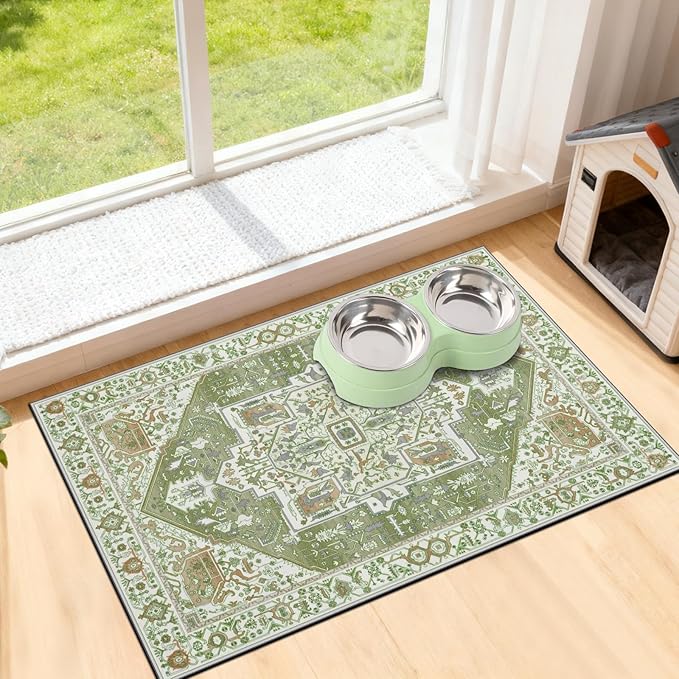 famibay Dog Food Mat, Absorbent Cat Dog Mats by Famibay