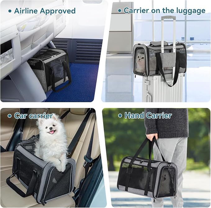 Petsfit Cat Carrier Dog Carriers Airline Approved, 3 Carrying Ways, Lightweight - Image 3