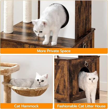 HOOBRO Cat Tree with Litter Box Enclosure - Image 7