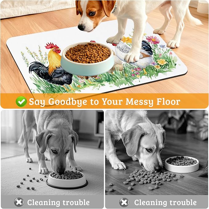 Chicken Rooster Dog Cat Food Mat - Image 4