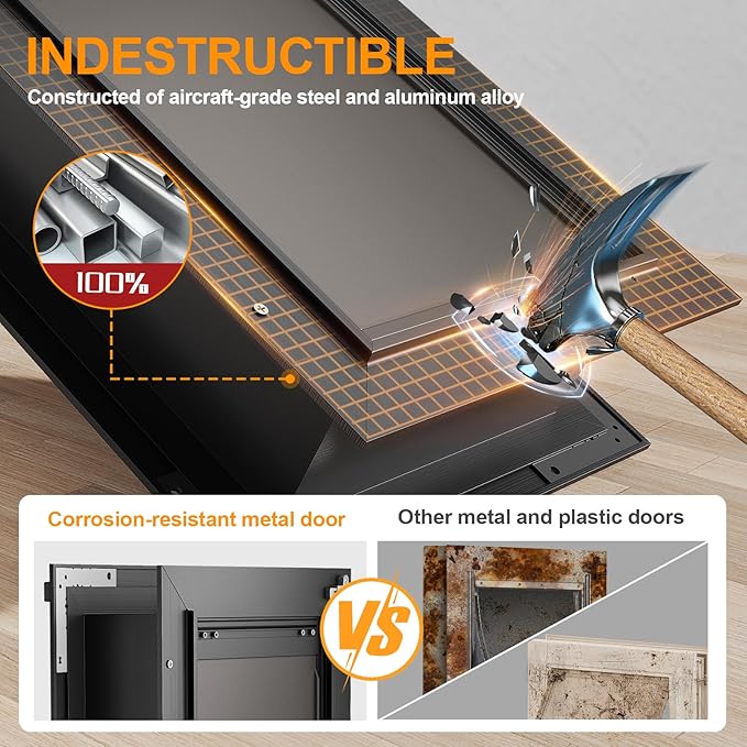 Dog Door for Wall, All Aluminum Large Doggy Door Doggie door, Pet Door Easy to - Image 2