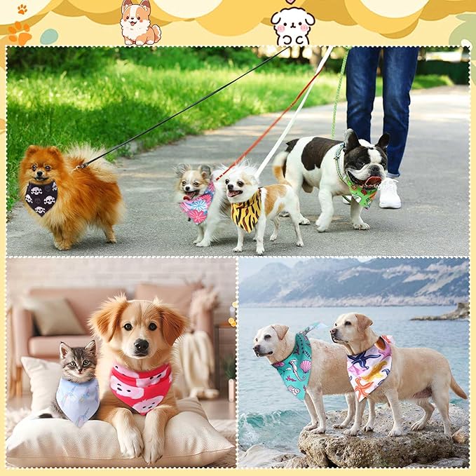 Wesiti 100 Pcs Dog Bandanas Bulk Winter Pet Bandanas Colorful Triangle Scarf - Image 5