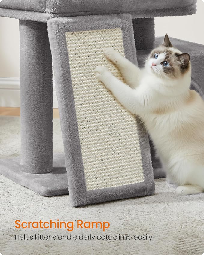 Feandrea Small Cat Tree, Cat Tower Condo, Scratching Ramp, Large Top Perch - Image 6