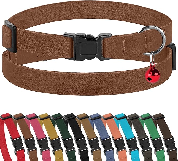 Muromto Breakaway Cat Collar Leather Soft Adjustable Pet Kitten Collars by Unknown
