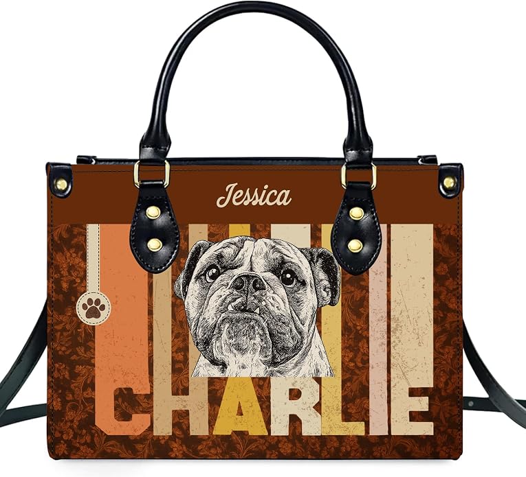 Personalized Pet Mom Leather Handbag – Custom Name Dog Cat Photo Purse - Image 7