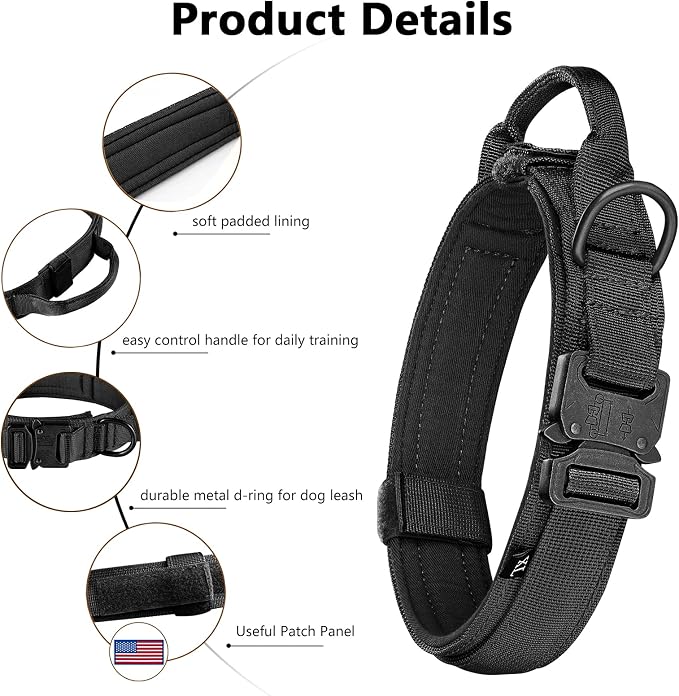 DAGANXI Tactical Dog Collar, Adjustable Military Training Nylon Dog Collar - Image 3