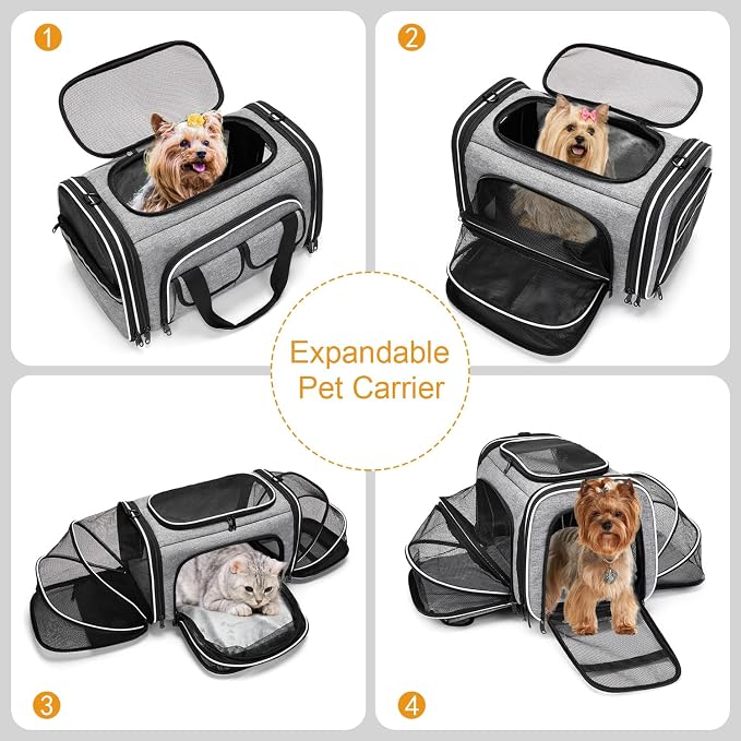 Estarer Soft Sided Pet Carrier Airline Approved, 4 Sides Expandable Collapsible - Image 3