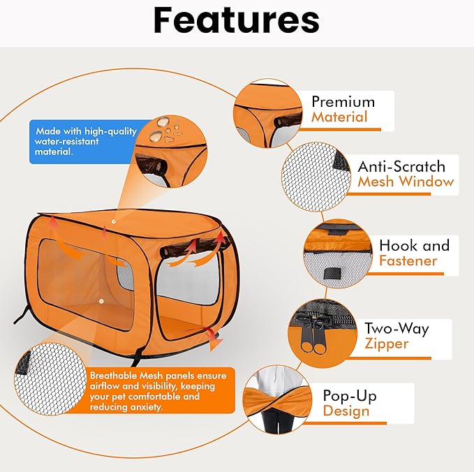 Beatrice Home Fashions Portable, Collapsible, Pop Up Kennel Travel Cat and Dog - Image 4