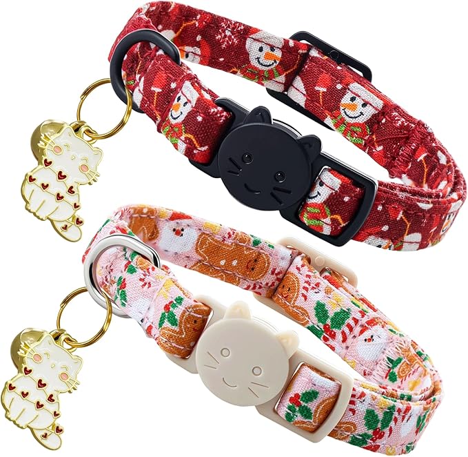 Elegant little tail 2 Pack Cat Collar- Christmas Cat Collars Breakaway by Elegantlittletail