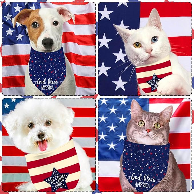 4th of July Dog Bandanas, Patriotic Party Pet Decorations 2 Pack, Adjustable - Image 4