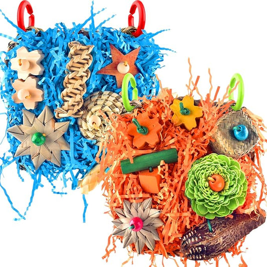 KATUMO Bird Toys, 2 Pack Bird Grass Mat Foraging Wall Toys Parrot Shredder Toys by KATUMO