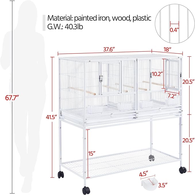 Yaheetech Stackable Divided Breeder Breeding Parakeet Bird Cage - Image 4