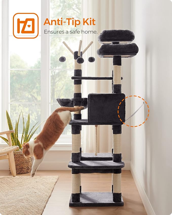 FEANDREA Cat Tree, Large Cat Tower, 64.6 Inches, Cat Activity Center - Image 9