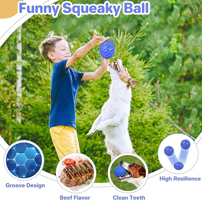 Indestructible Squeaky Dog Ball, Relieves Anxiety, Cleans Teeth, Interactive - Image 4